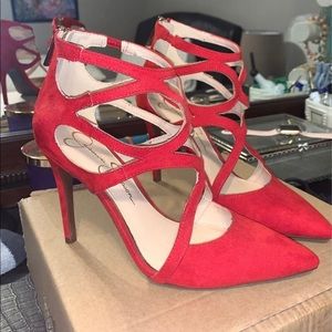Jessica Simpson red pumps